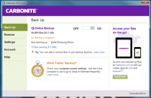 Carbonite client - backup in progress-sm